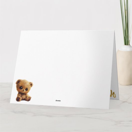 Postkarte "Happy Birthday" mit einem Teddybär. (Rückseite)