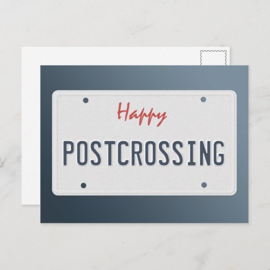 Postkarte "Happy Postcross License Plate" (Vorne/Hinten)