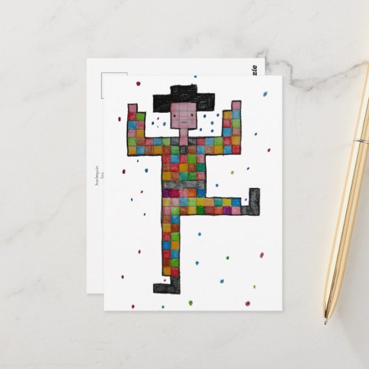 Postkarte _ Harlequin (Vorderseite/Rückseite Beispiel)