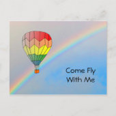 Postkarte - Heißluftballon und Regenbogen (Vorderseite)