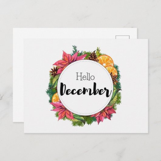 Postkarte Hello Dezember (Vorne/Hinten)