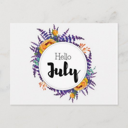 Postkarte Hello July (Vorderseite)