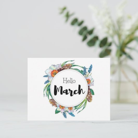 Postkarte Hello March (Stehend Vorderseite)