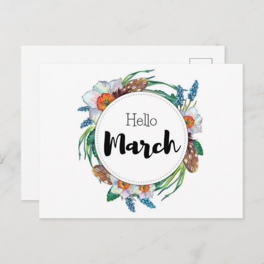 Postkarte Hello March (Vorne/Hinten)