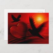 Postkarte Herz und Tauben (Vorne/Hinten)