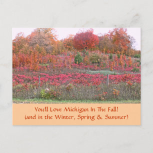 POSTKARTE, "HILSIDE ABLAZE WITH FARBE" (MICHIGAN) POSTKARTE