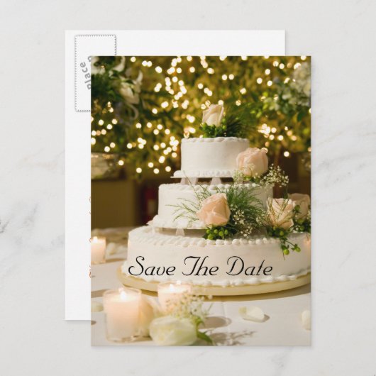 Postkarte— Hochzeitstorte Ankündigungspostkarte (Vorne/Hinten)