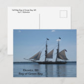 Postkarte - hohes Schiff, Bay of Green Bay, WI (Vorne/Hinten)