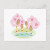 Postkarte Hübsche rosa Blumen Teich (Vorderseite)