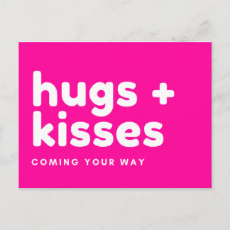 Postkarte - "hugs + kisses coming your way"