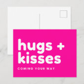 Postkarte - "hugs + kisses coming your way" (Vorne/Hinten)