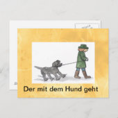 Postkarte,Hund,mann,leine,spaß Postkarte (Vorne/Hinten)