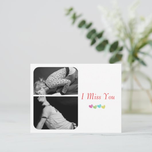 Postkarte "I Miss You" (Stehend Vorderseite)