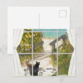 POSTKARTE ICH DENKE AN DICH Katzen und Ozean  (Vorne/Hinten)