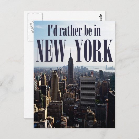 Postkarte "Ich wäre lieber in New York" (Vorne/Hinten)