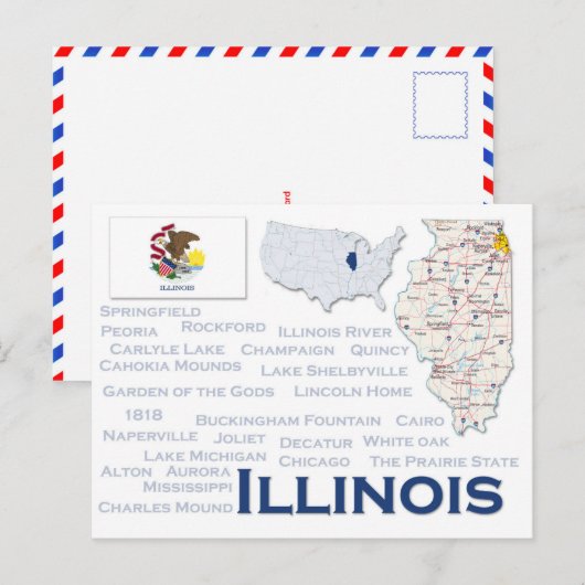 Postkarte "Illinois" (Vorne/Hinten)