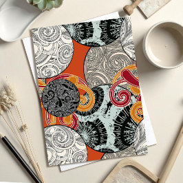 Postkarte im japanischen Stil mit Kugeln und Wirbe