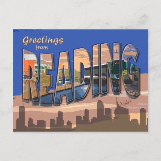 Postkarte im Retro-Stil Reading (Vorderseite)