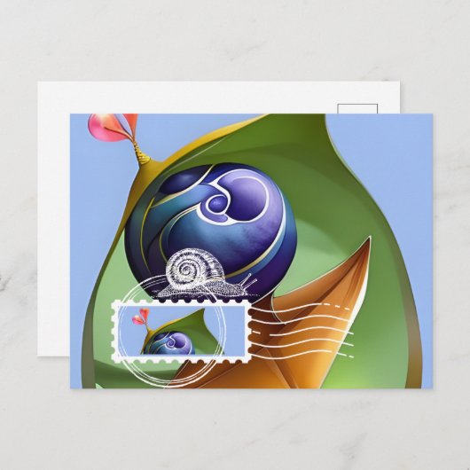 Postkarte im Stil Maxi Card, Schnecke, Postkreuzun (Vorne/Hinten)