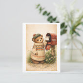Postkarte im Vintage-Stil mit Bär (Stehend Vorderseite)