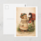 Postkarte im Vintage-Stil mit Bär (Vorne/Hinten)