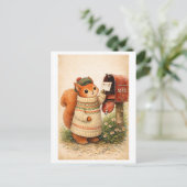 Postkarte im Vintage-Stil mit Eichhörnchen (Stehend Vorderseite)