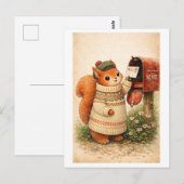 Postkarte im Vintage-Stil mit Eichhörnchen (Vorne/Hinten)