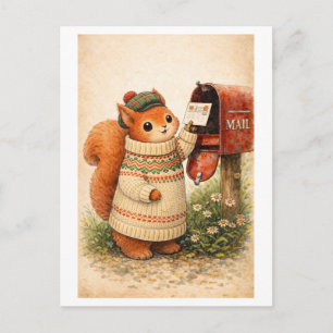 Postkarte im Vintage-Stil mit Eichhörnchen