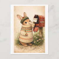 Postkarte im Vintage-Stil mit Kaninchen