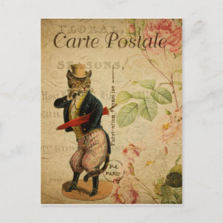 Postkarte im Vintage-Stil mit Katze.
