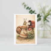 Postkarte im Vintage-Stil mit Schneckenpost (Stehend Vorderseite)