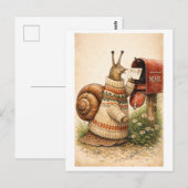 Postkarte im Vintage-Stil mit Schneckenpost (Vorne/Hinten)