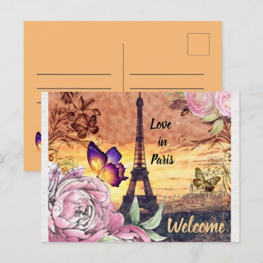 Postkarte in Paris (Vorne/Hinten)