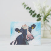 Postkarte - irische friesische Kuh 0254 (Stehend Vorderseite)