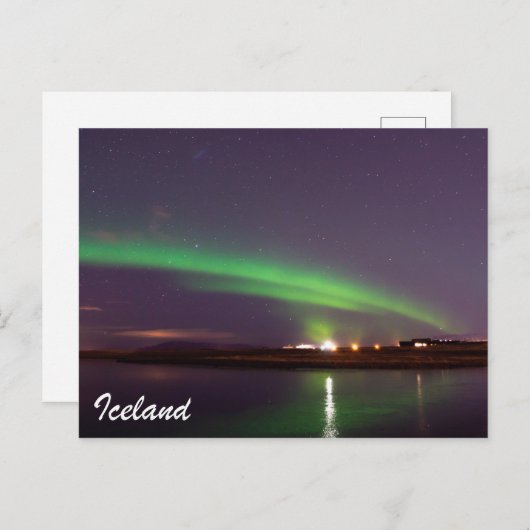 Postkarte Island — Nordlichter / Aurora (Vorne/Hinten)