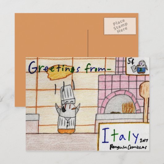 Postkarte ‚Italien‘ (Vorne/Hinten)