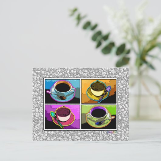 Postkarte - Java Addicdictions Pop Art (Stehend Vorderseite)