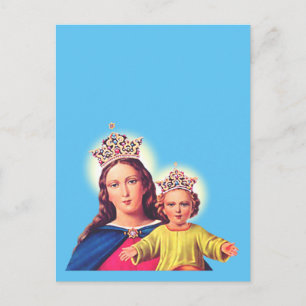 Postkarte Jungfrau Maria Königin mit Jesus