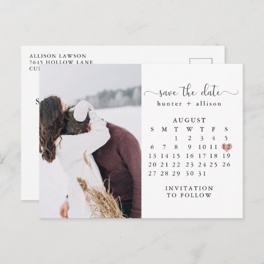 Postkarte | Kalender Save the Date (Vorne/Hinten)
