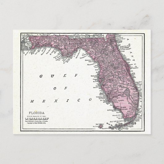 Postkarte: Karte von Florida, 1921 (Vorderseite)