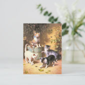 Postkarte: "Kätzchen spielen mit Käfern" Postkarte (Stehend Vorderseite)