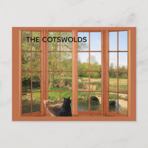 POSTKARTE Katzen und charmante ländliche Cotswolds