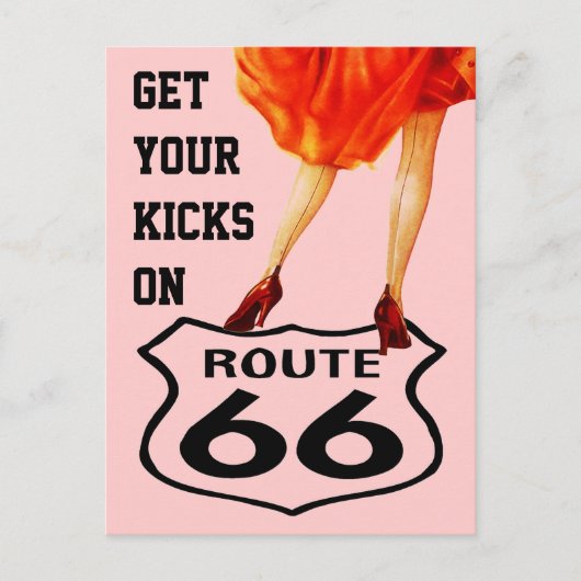 Postkarte: KICKS AUF DER ROUTE 66 Retro Style Postkarte (Vorderseite)