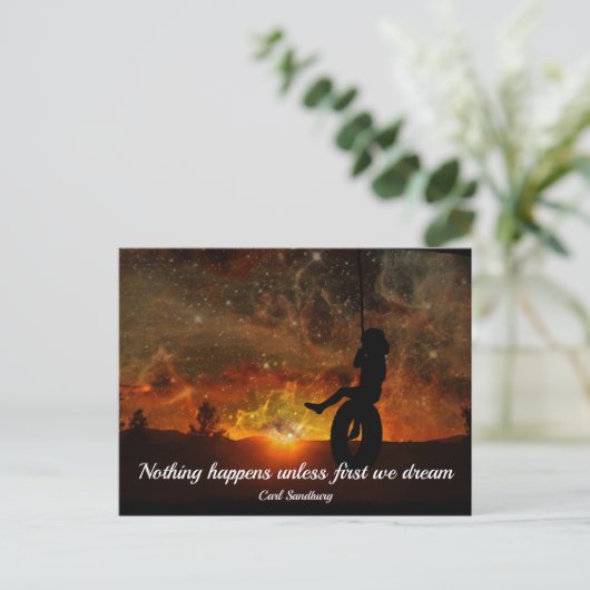 Postkarte "Kind in Reifenschwung" (Stehend Vorderseite)