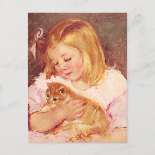 Postkarte Kleines Mädchen mit Katze