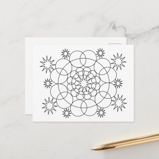 Postkarte - Kreise und Sterne bis Farbe (Vorderseite/Rückseite Beispiel)