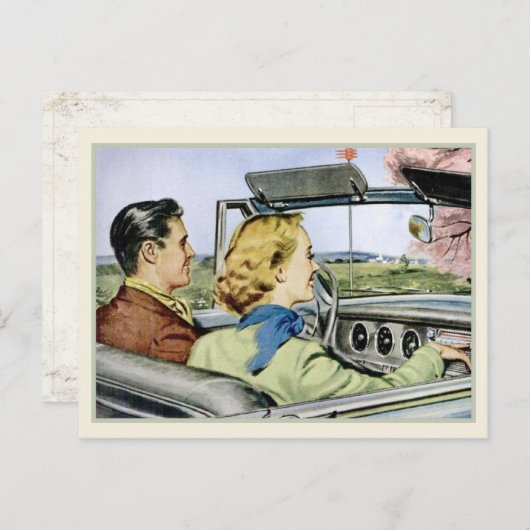 Postkarte Kunst mit Cooler Vintager Illustration (Vorne/Hinten)