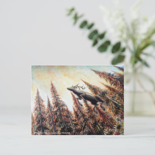 Postkarte - Leaping Hirsch (Stehend Vorderseite)