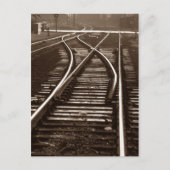 Postkarte ~ LEERE TRAINTRACKS ~ Bahnschalter (Vorderseite)