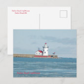 Postkarte: Leuchtturm Harbor Beach Postkarte (Vorne/Hinten)